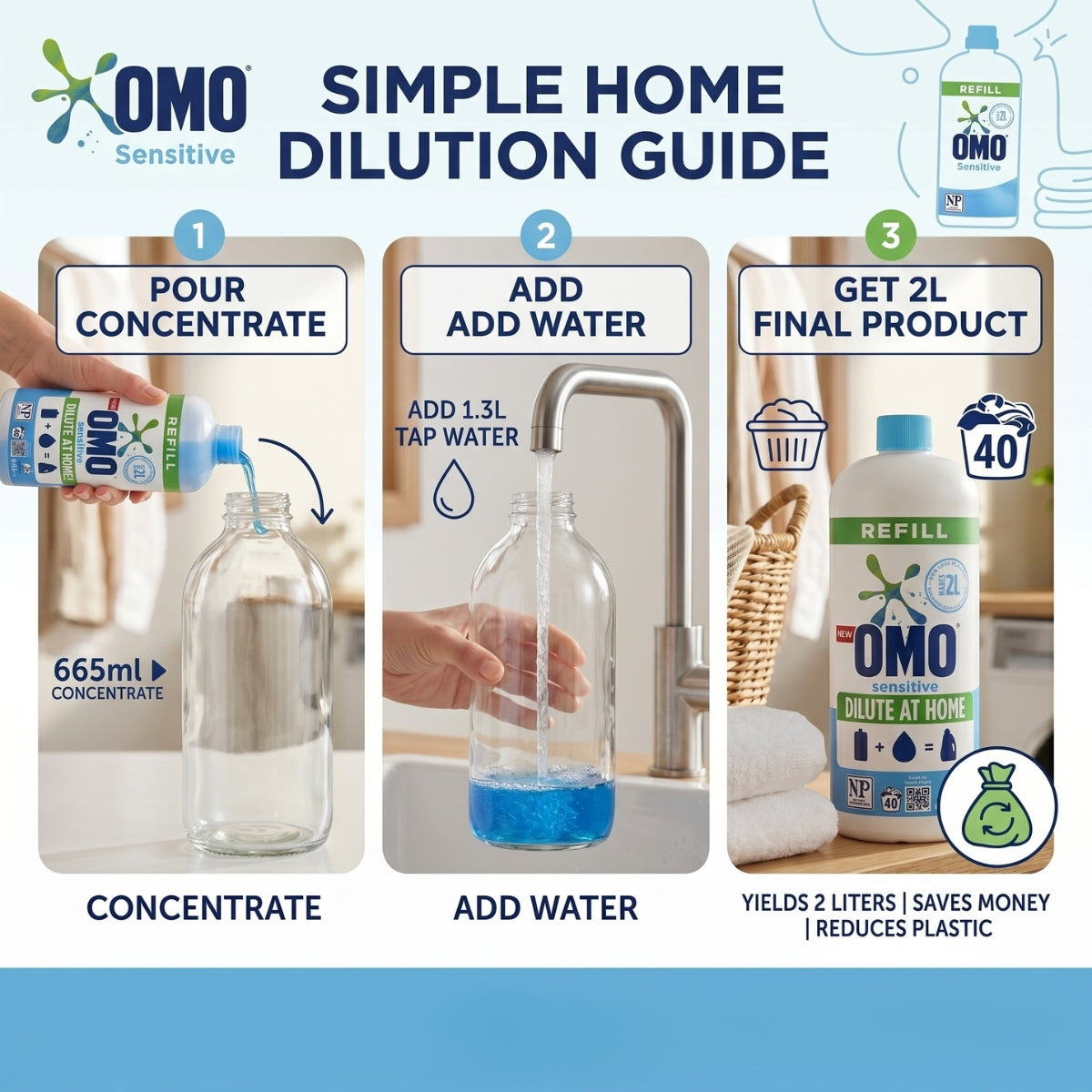 OMO Sensitive Laundry Liquid 665mL