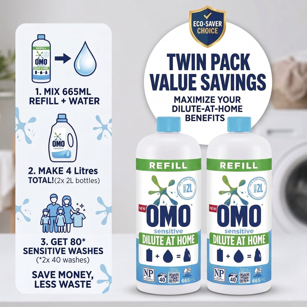OMO Sensitive Laundry Liquid 665mL x2