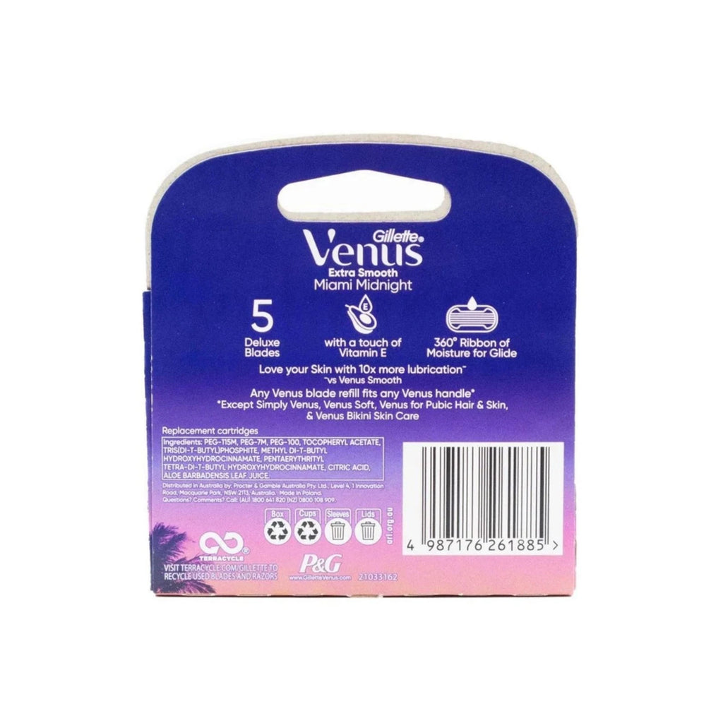 Gillette Venus Extra Smooth Miami Midnight Cartridges 4pk x2