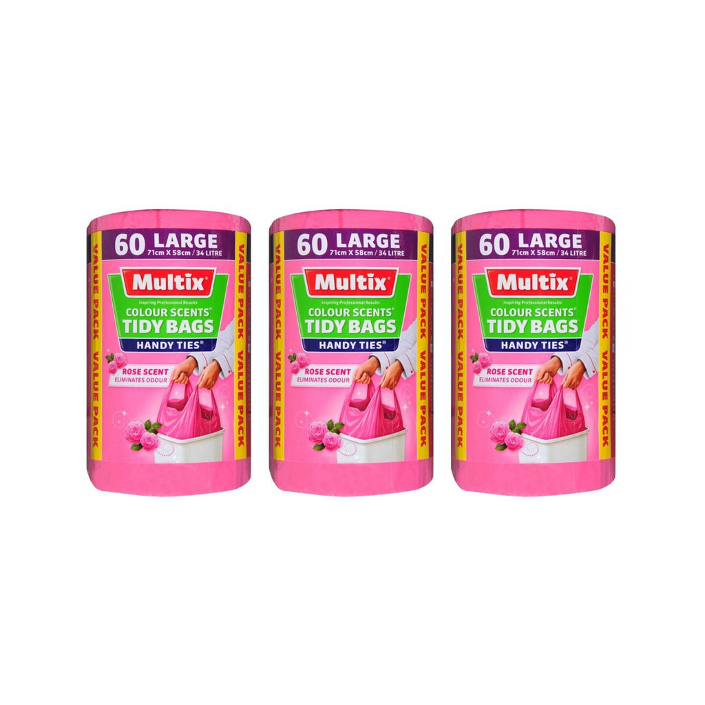 Multix Large Colour Scent Rose Kitchen Tidy Bags 60pk x3