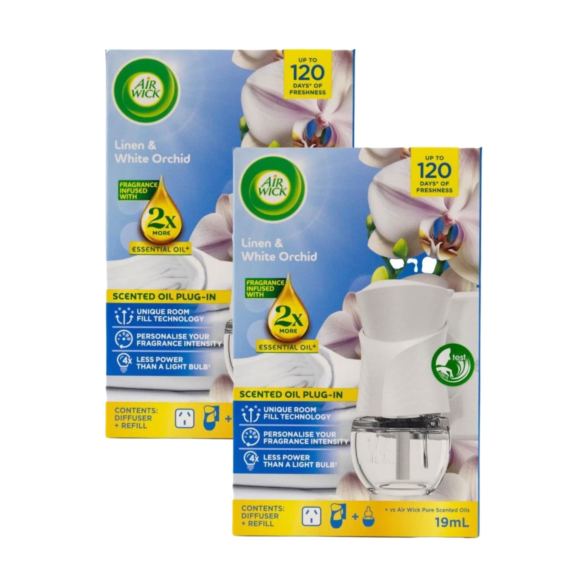 Air Wick 19mL Linen & White Orchid Diffuser & Refill x2