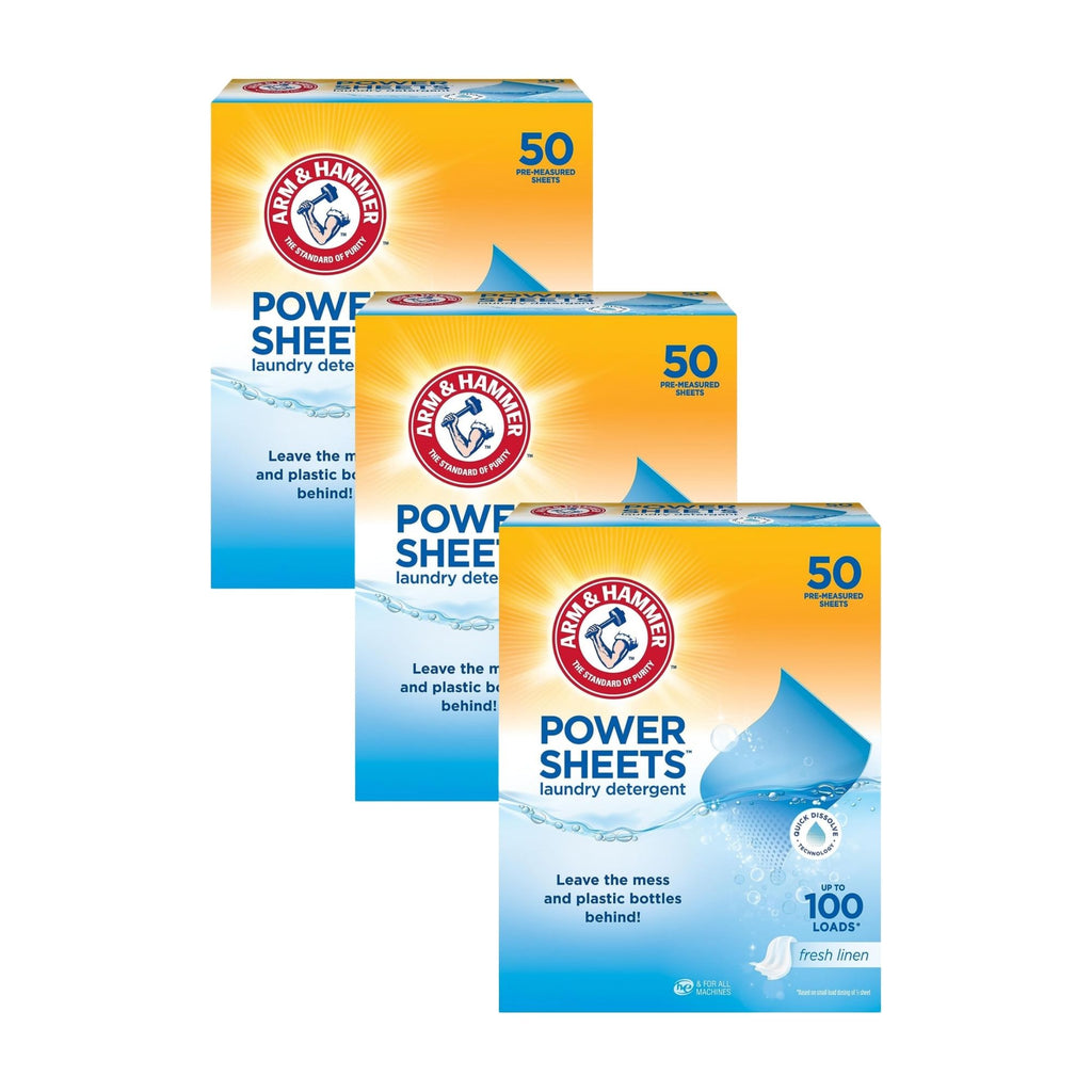 Arm & Hammer Laundry Detergent Power Sheets 50pk x3