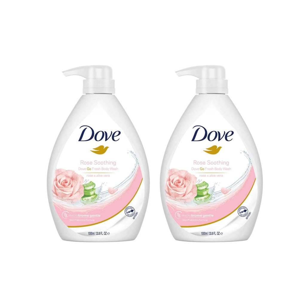 Dove 1L Soothing Rose & Aloe Vera Body Wash x2