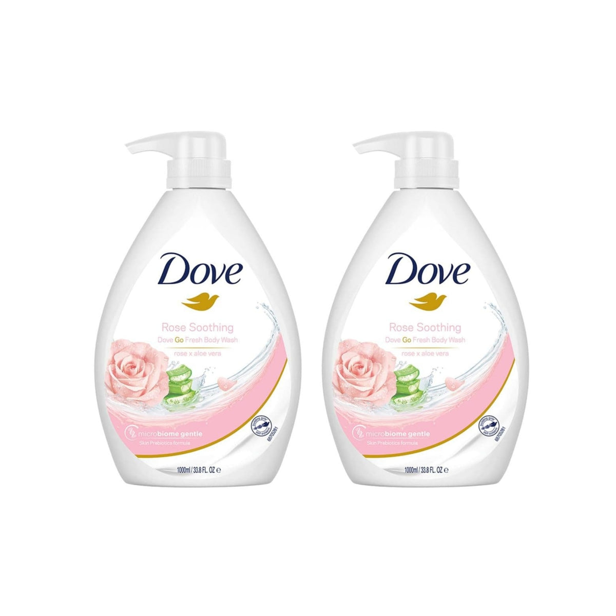 Dove 1L Soothing Rose & Aloe Vera Body Wash x2