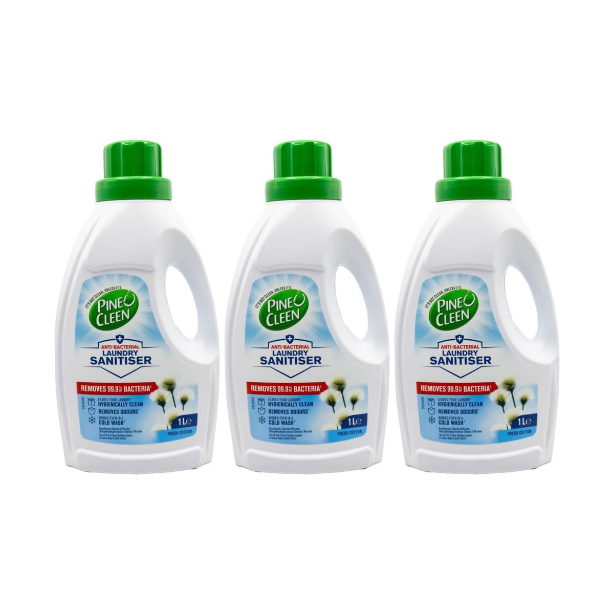 Pine O Clean 1L Anti Bacterial Fresh Cotton Laundry Sanitiser x3