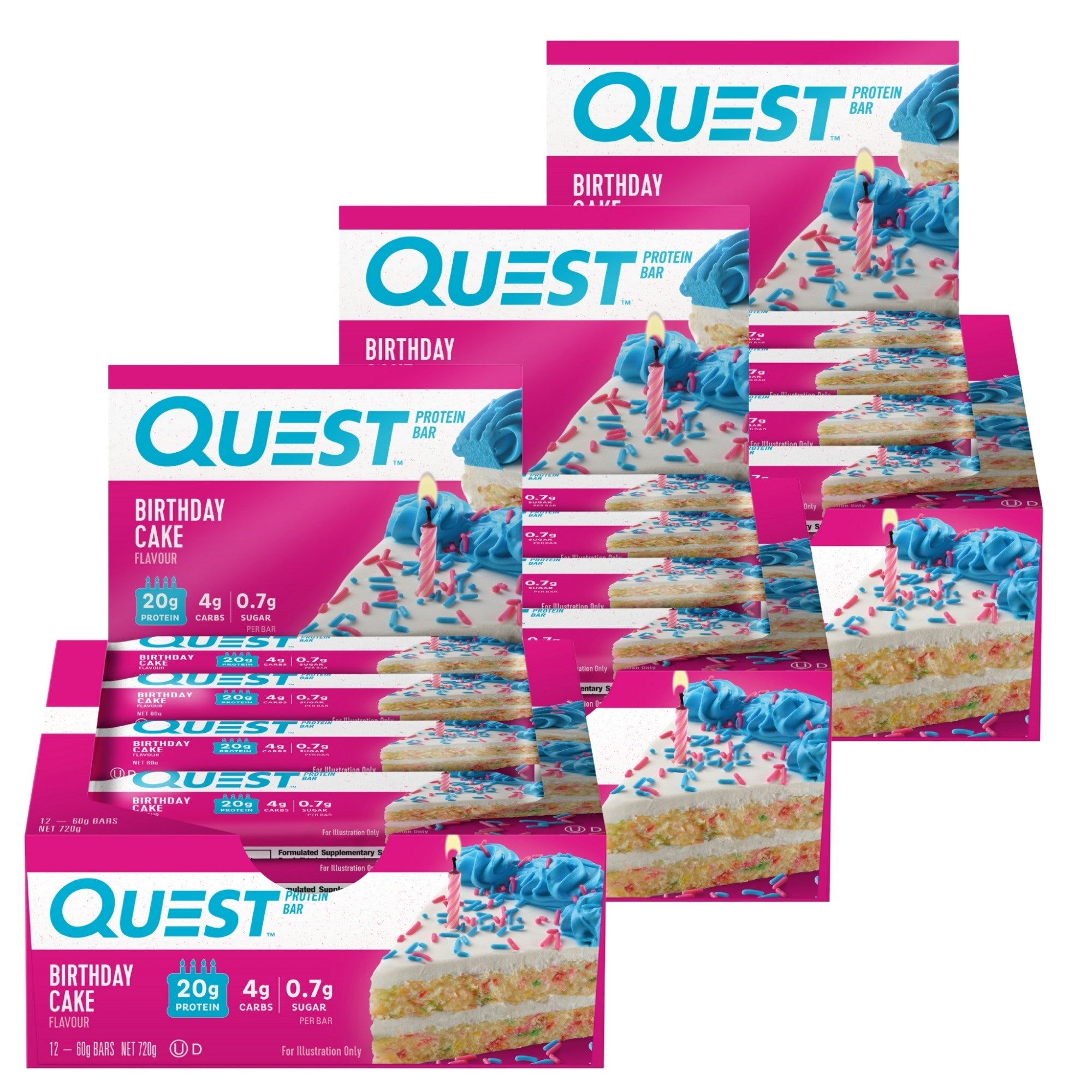 Quest Birthday Cake Protein Bars 12x60g x3