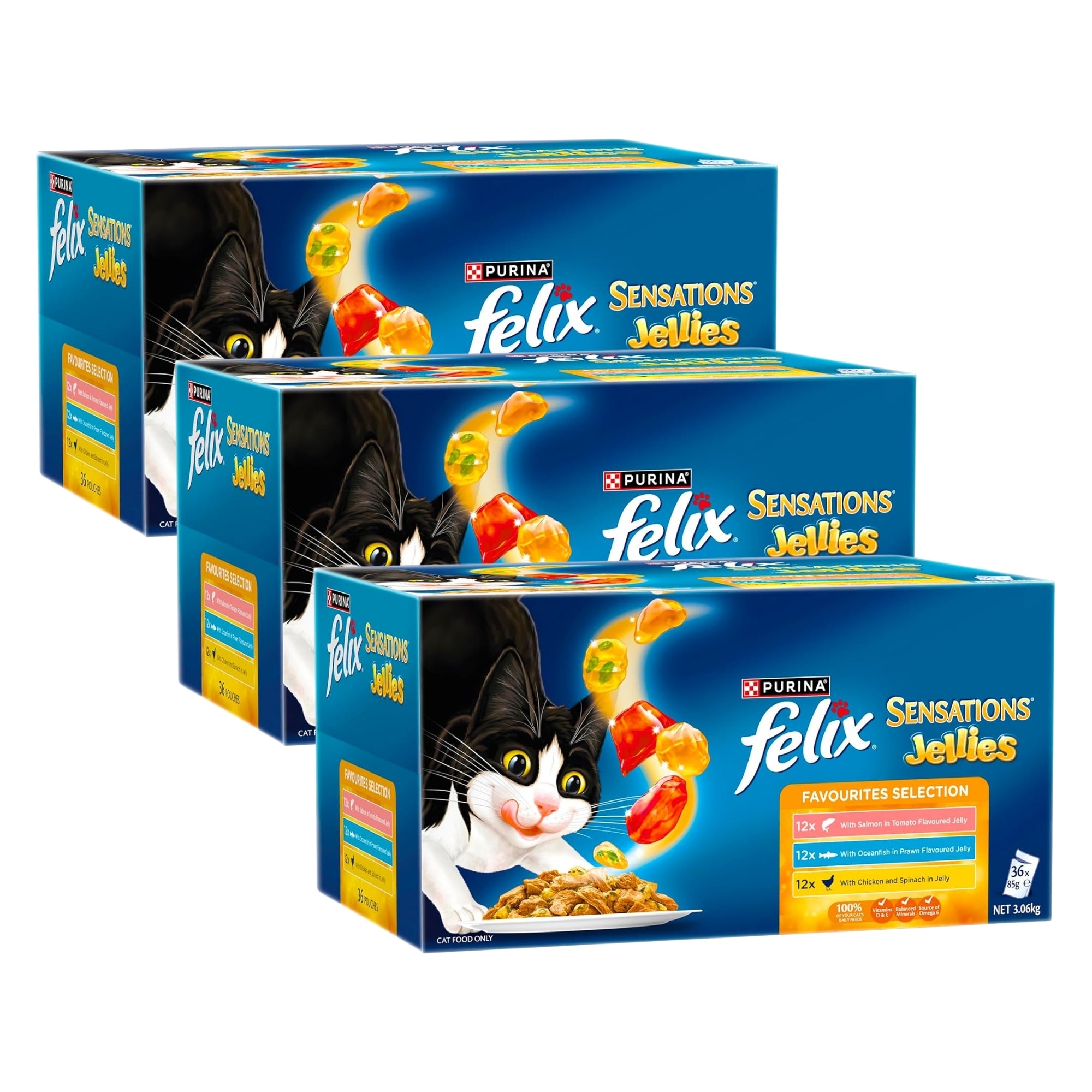Felix Sensation Jellies Favourites Selection 36x85g x3