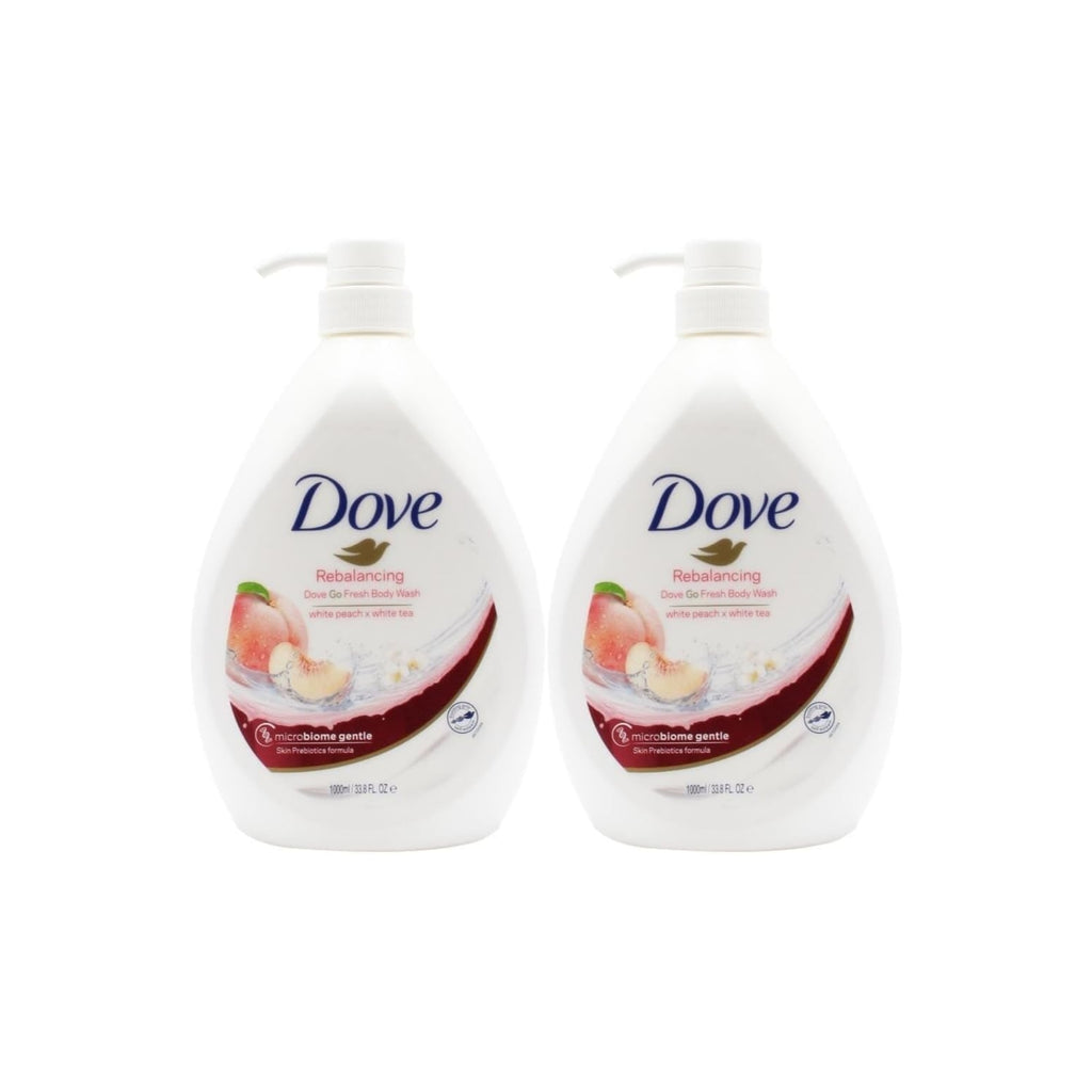 Dove 1L Rebalancing White Peach & Tea Body Wash x2