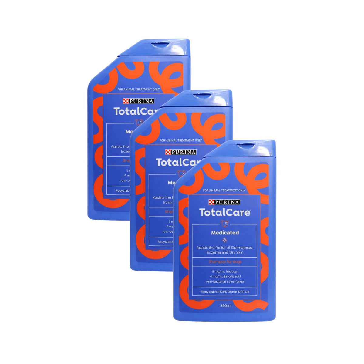 Purina 350ml Total Care Medicated Dog Shampoo  x3