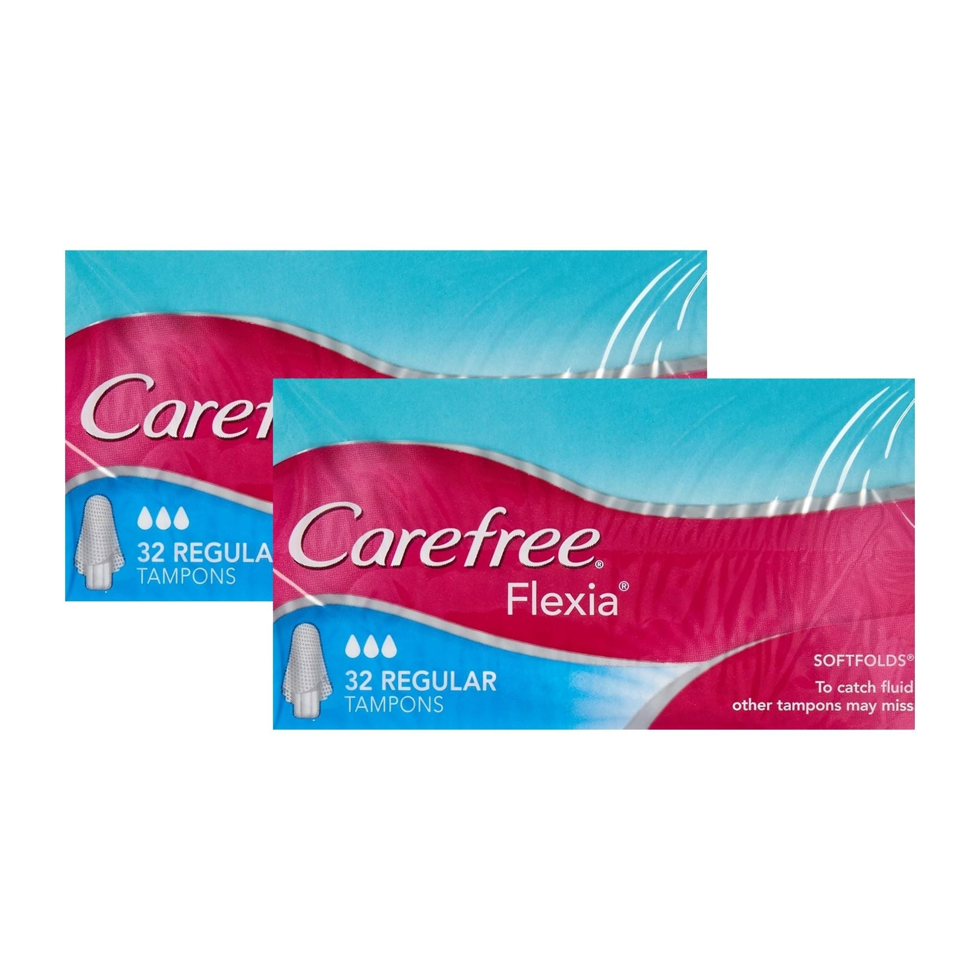 Carefree Soft Folds Regular Tampons 32pk x2
