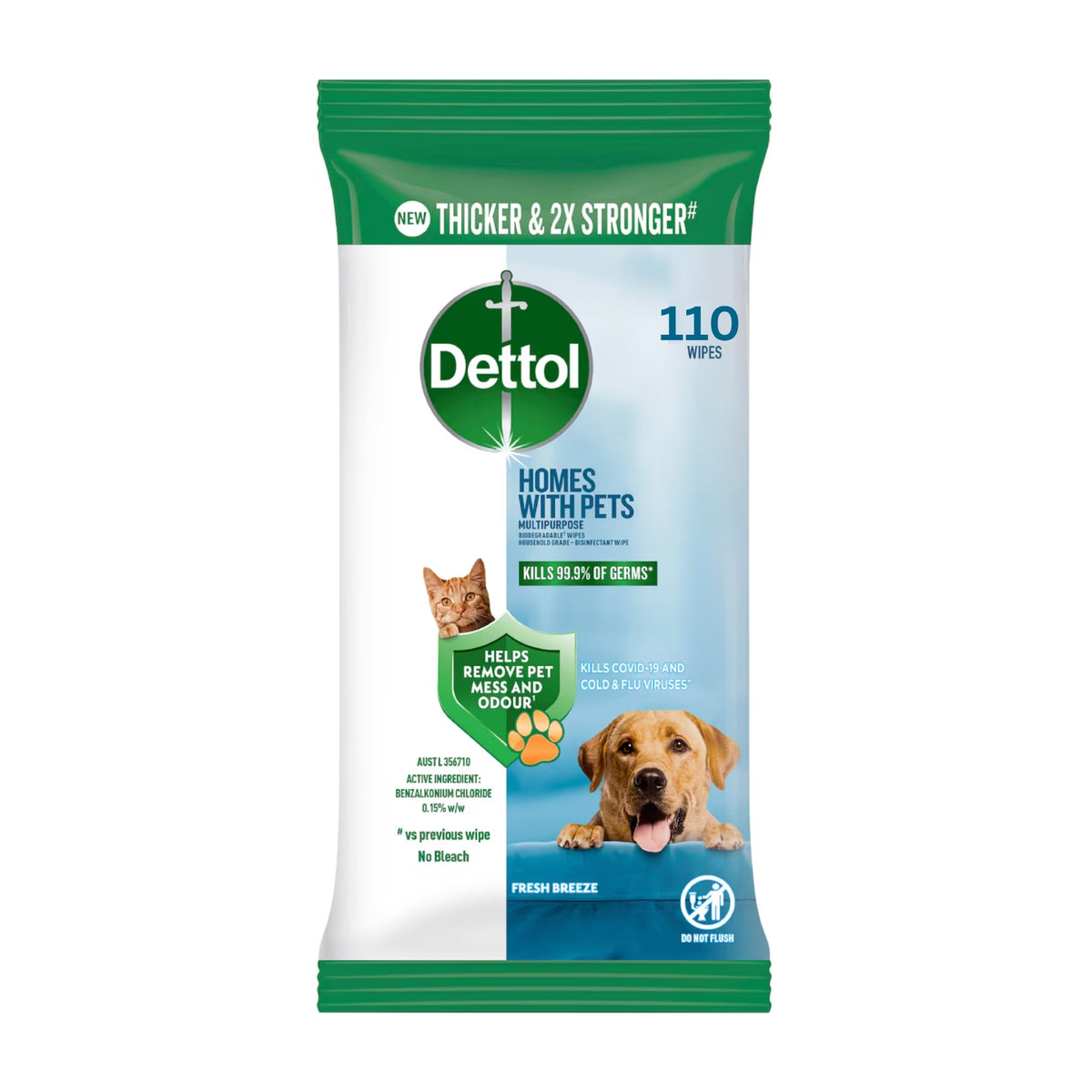 Dettol Wipes Homes With Pets Fresh Breeze 110pk