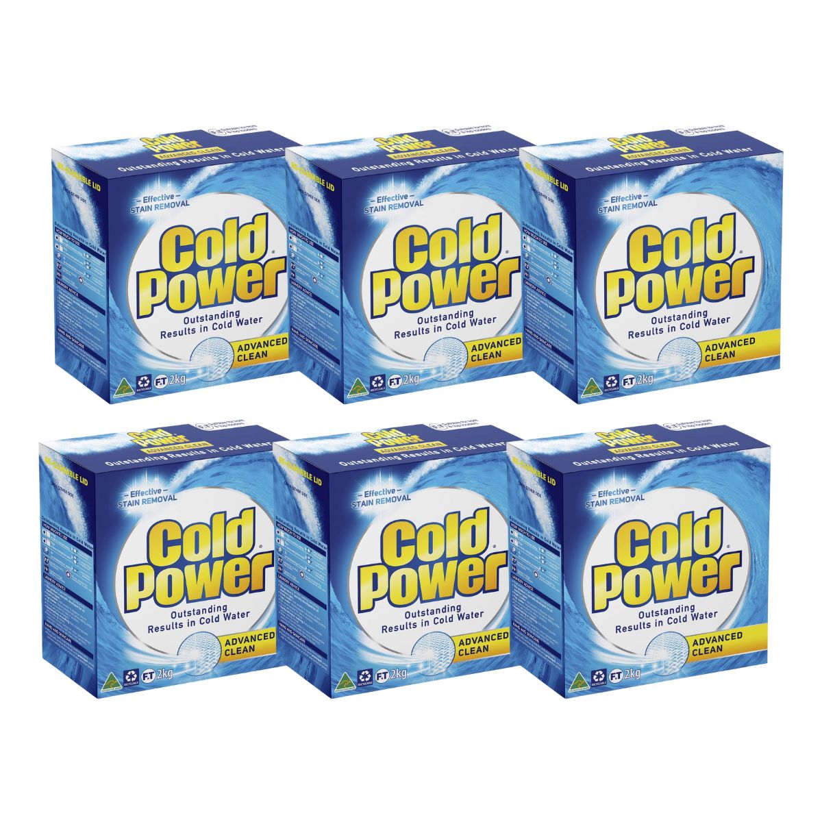 Cold Power 2kg Laundry Powder Advanced Clean Stain Remover x6