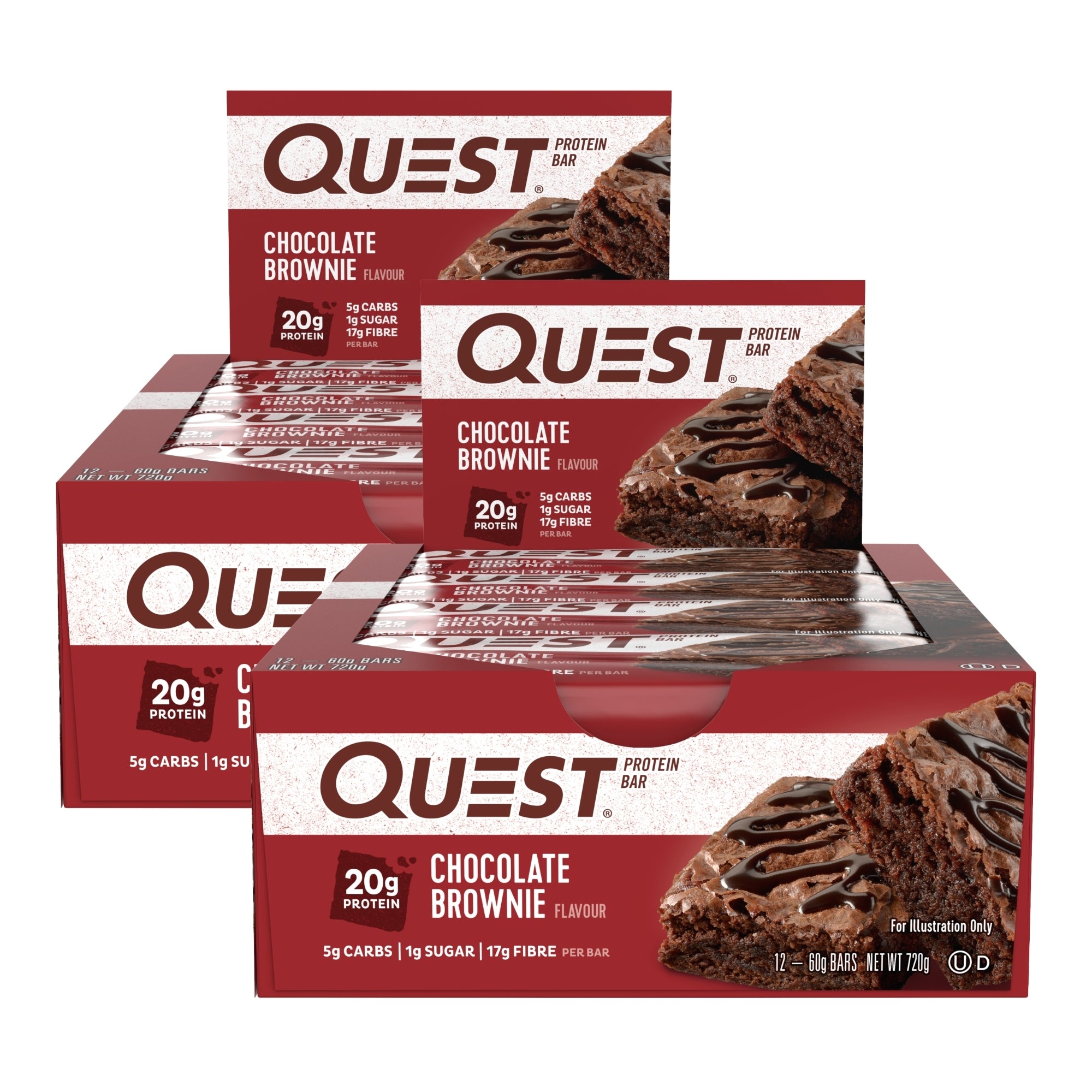 Quest Chocolate Brownie Protein Bars 12x60g x2