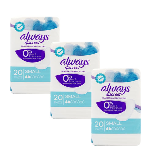 Always Small Discreet Bladder Leak Protection Pads 20 Pack x3