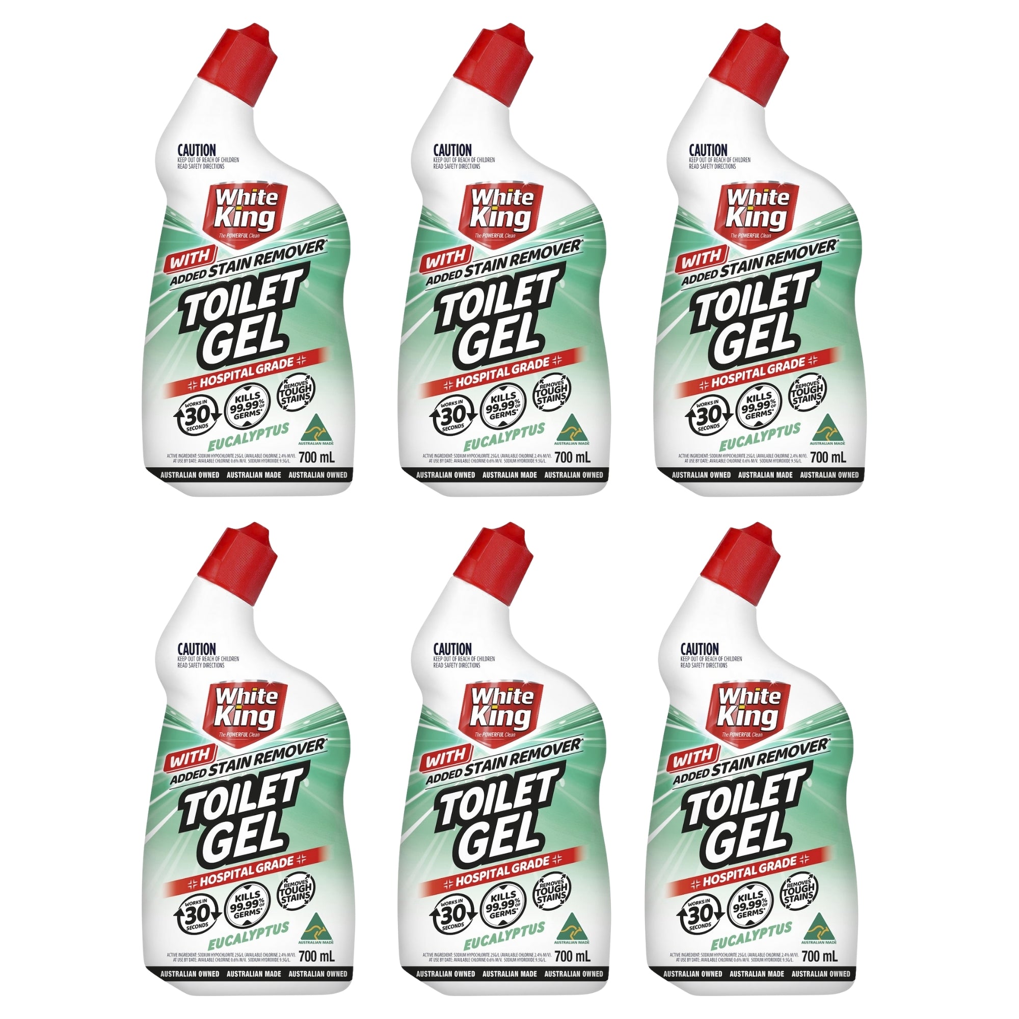 White King Toilet Gel Eucalyptus 700mL x6