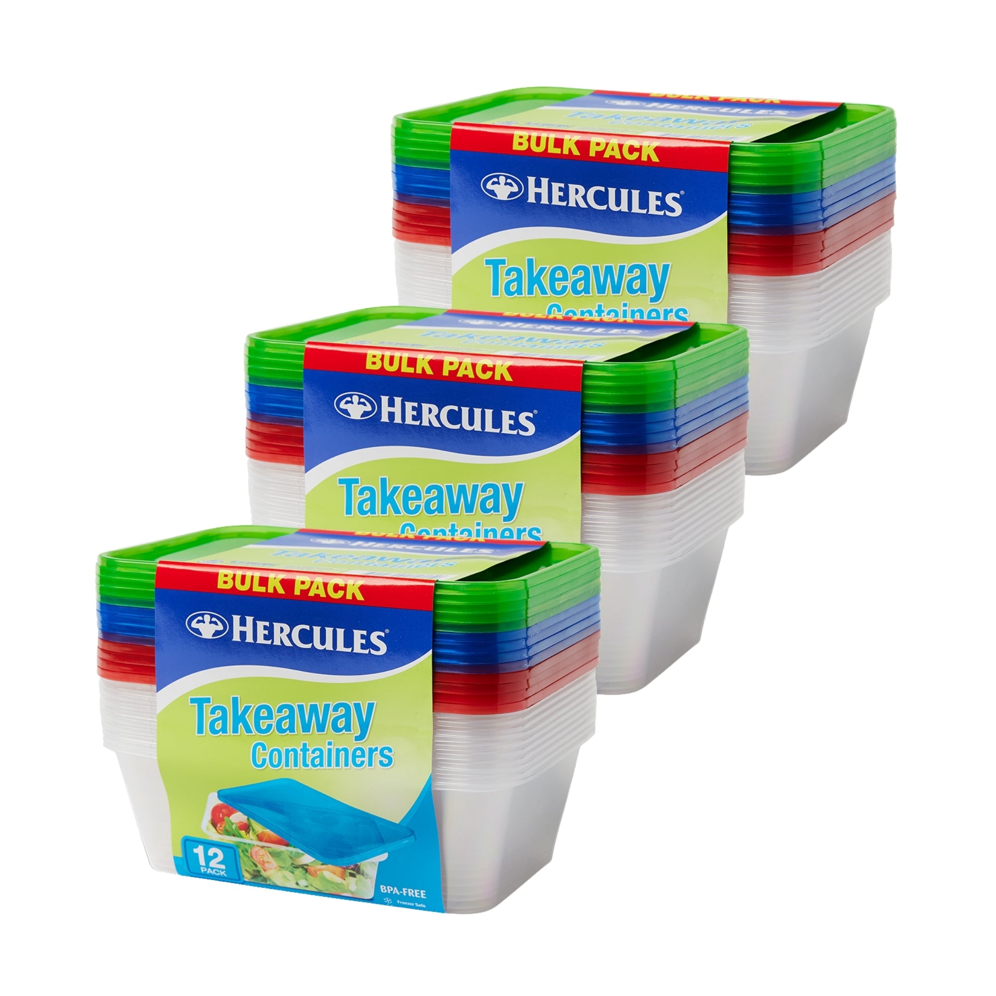 Hercules Takeaway Food Containers 12pk x 750ml x3