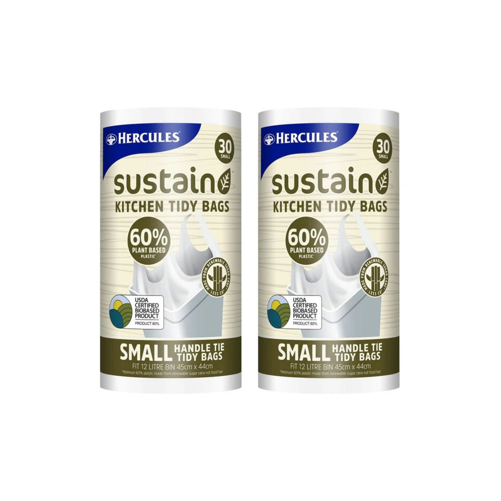 Hercules 12L Small Sustain Plant Based Kitchen Tidy Bags 30pk x2