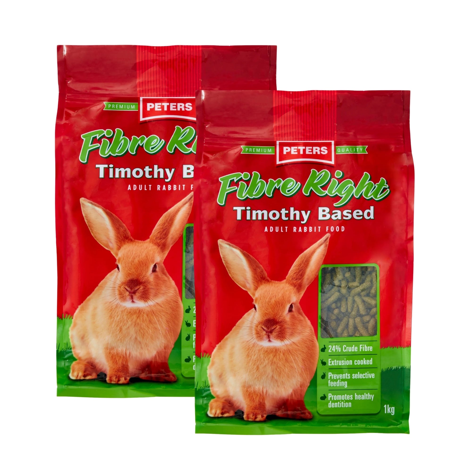 Peters Fibre Right Adult Rabbit 1Kg x2