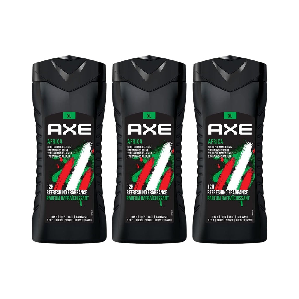 AXE 400mL Africa 3in1 Body Face Hair Wash x3