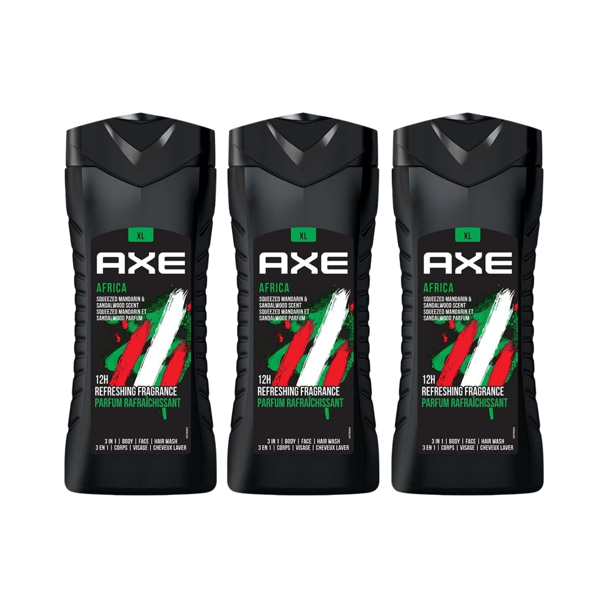 AXE 400mL Africa 3in1 Body Face Hair Wash x3