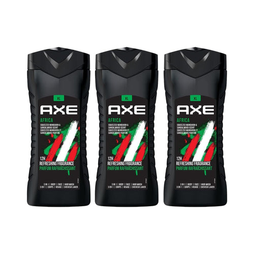 AXE 400mL Africa 3in1 Body Face Hair Wash x3