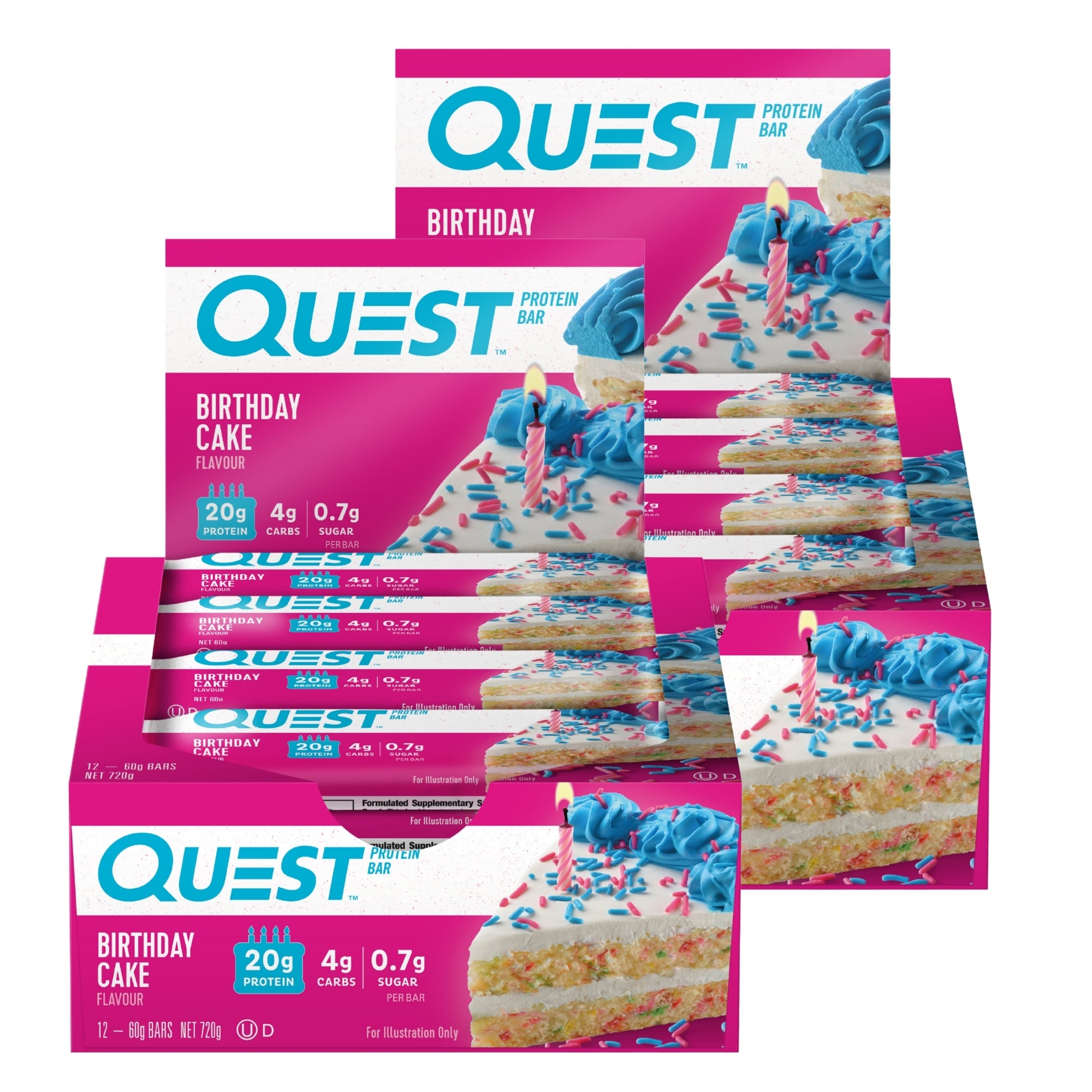 Quest Birthday Cake Protein Bars 12x60g x2