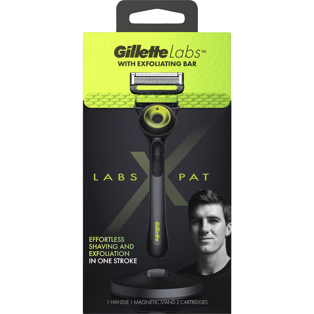 Gillette P Cummins Labs Razor Handle  +2 Cartridges & Magnetic Stand