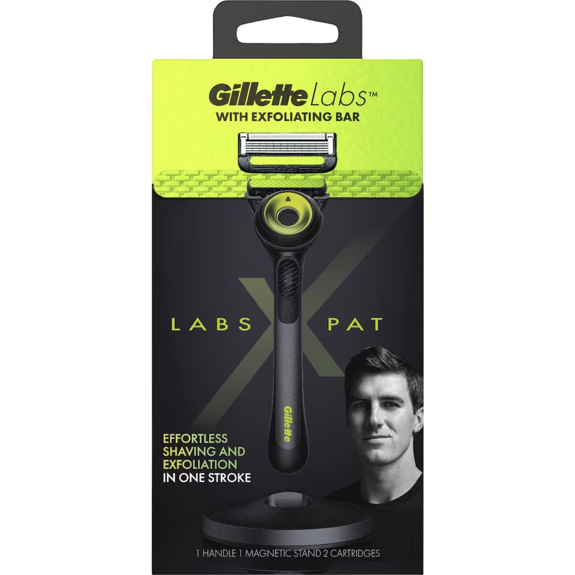 Gillette P Cummins Labs Razor Handle  +2 Cartridges & Magnetic Stand