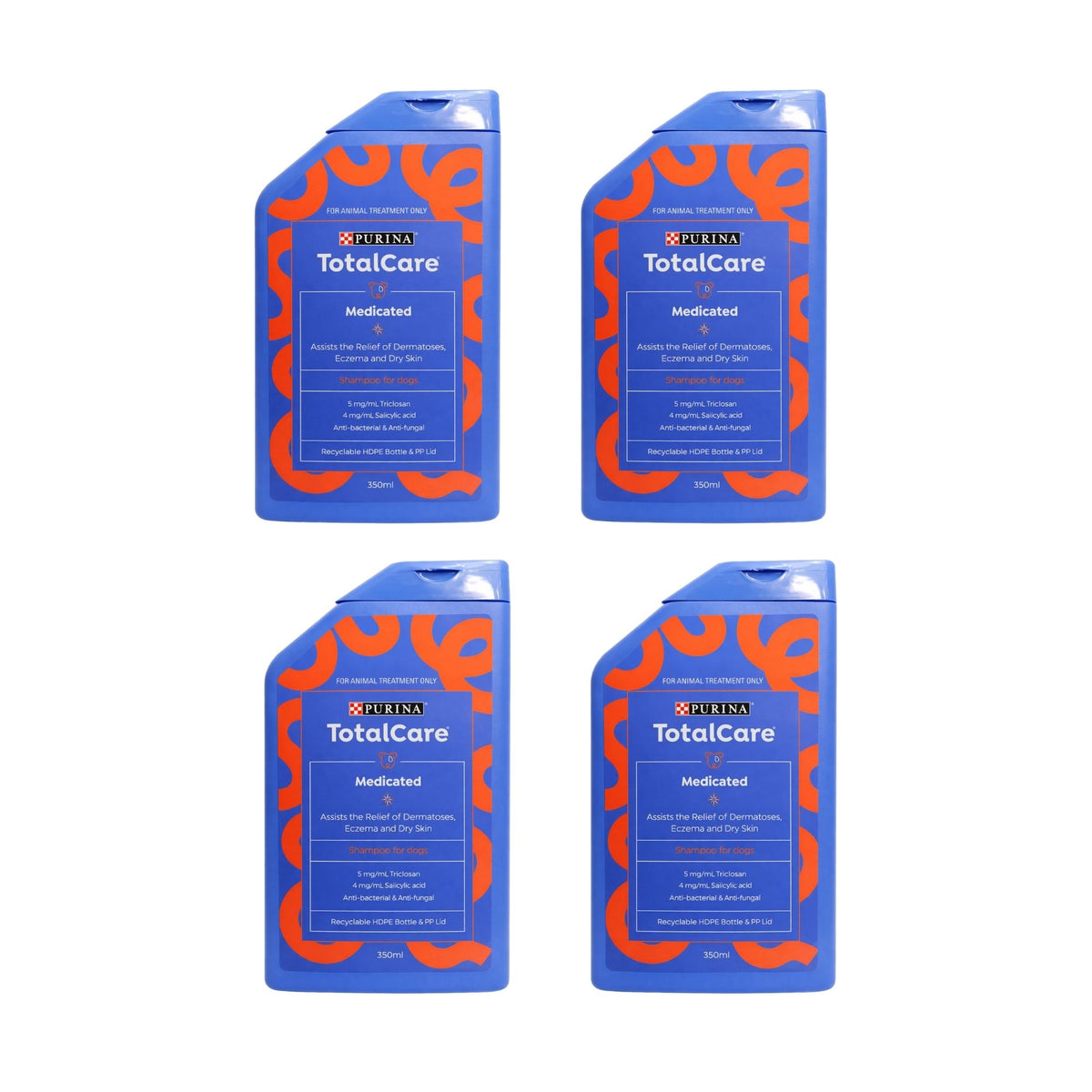 Purina 350ml Total Care Medicated Dog Shampoo  x4
