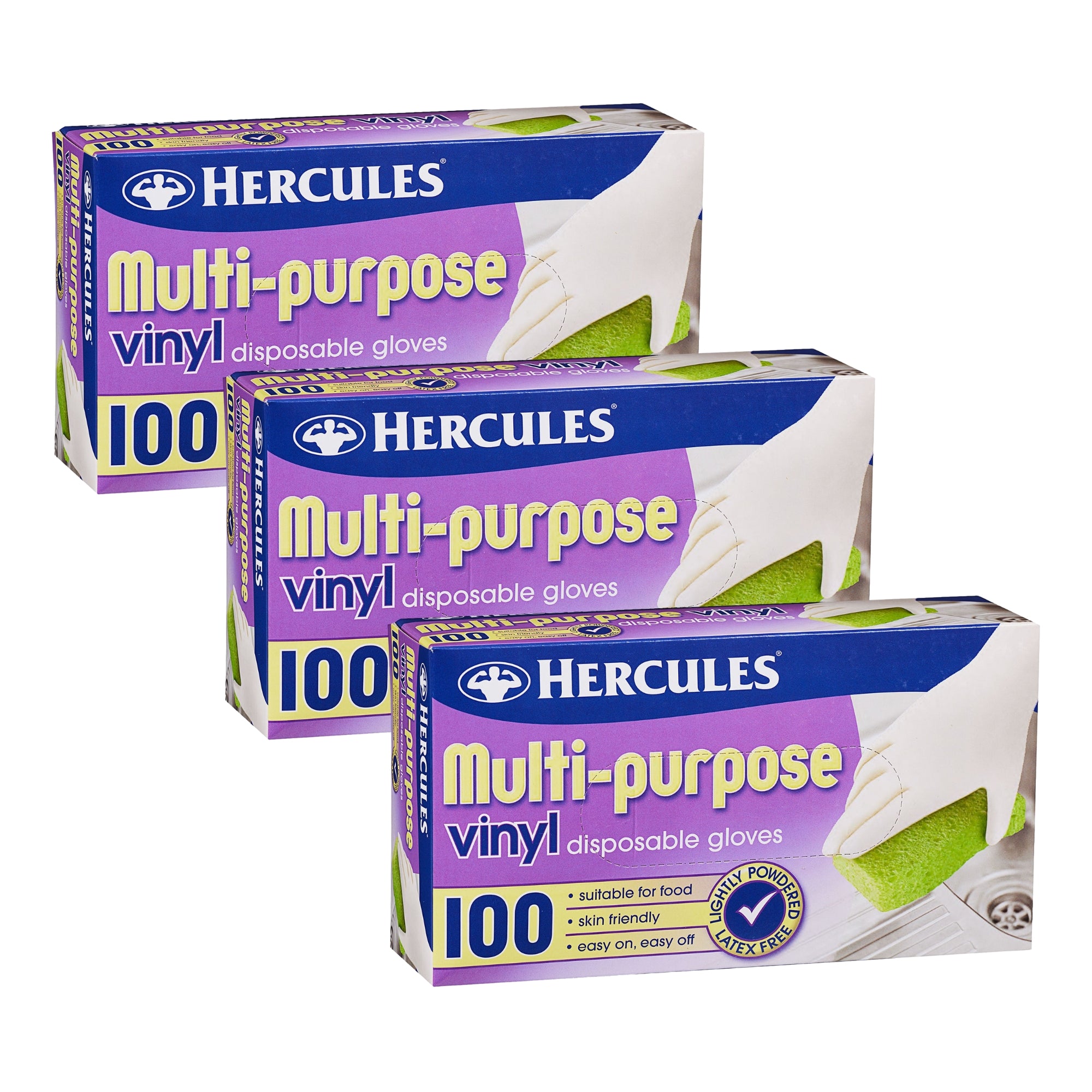 Hercules Multipurpose Vinyl Gloves 100pk x3