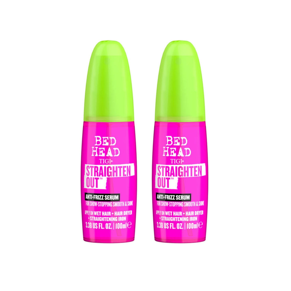 TIGI Bed Head 100ml  Straighten Out Anti-Frizz Serum x2