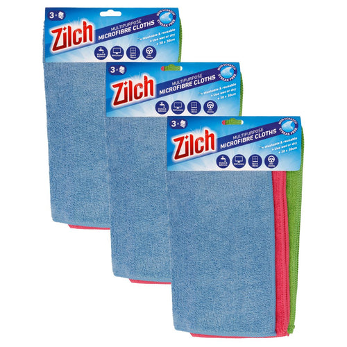 3x Zilch 30x30cm Microfibre Cloth 3pk