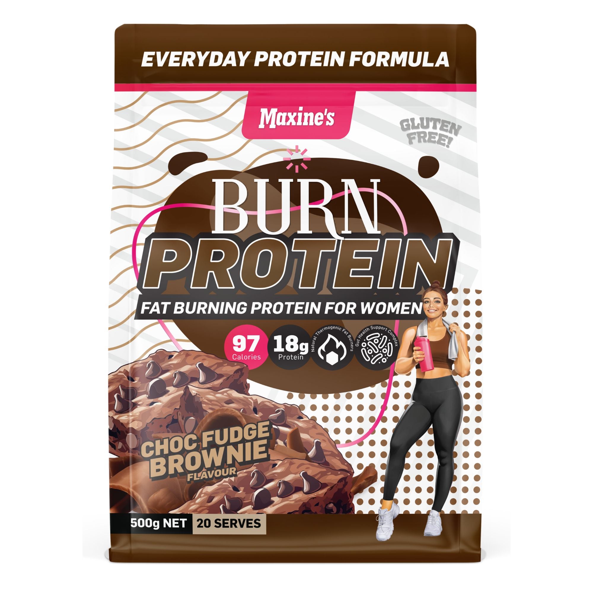 Maxines Burn Protein Choc Fudge Brownie 500g