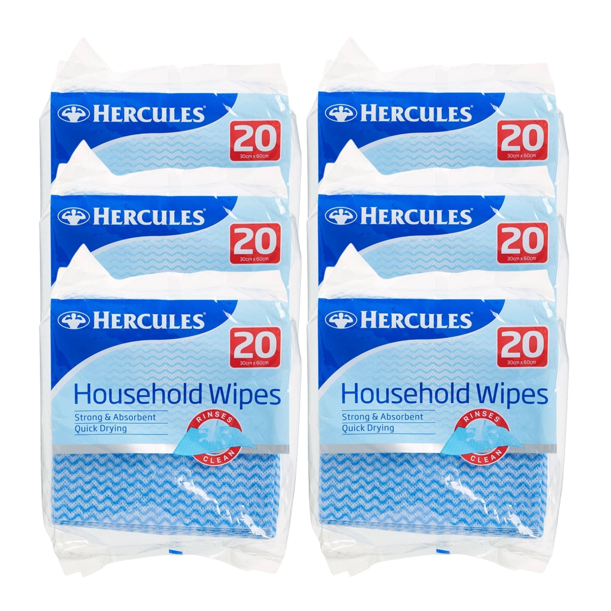 Hercules Domestic Wipes 20pk x6