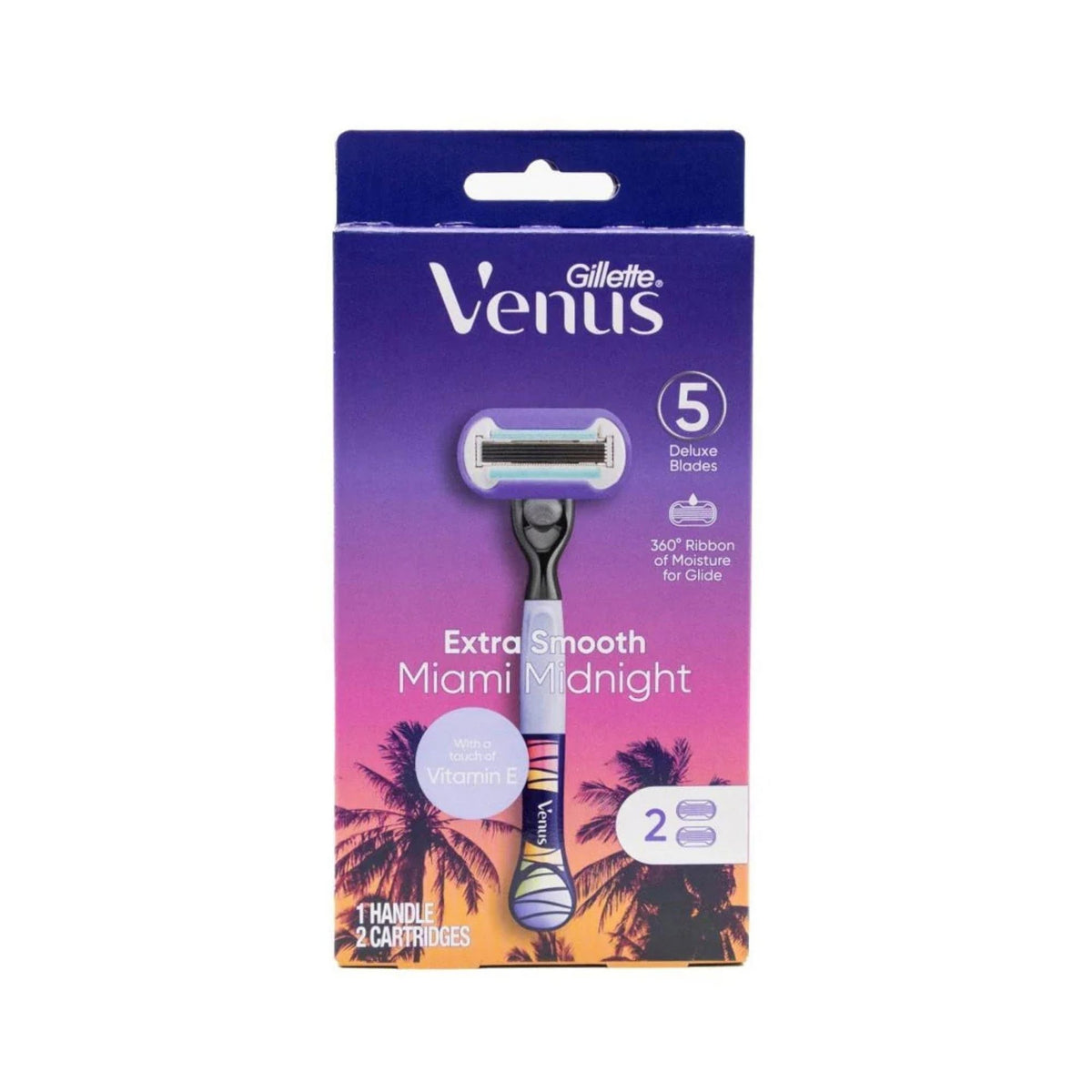 Gillette Venus Extra Smooth Miami Midnight 1 Handle & 2 Cartridges