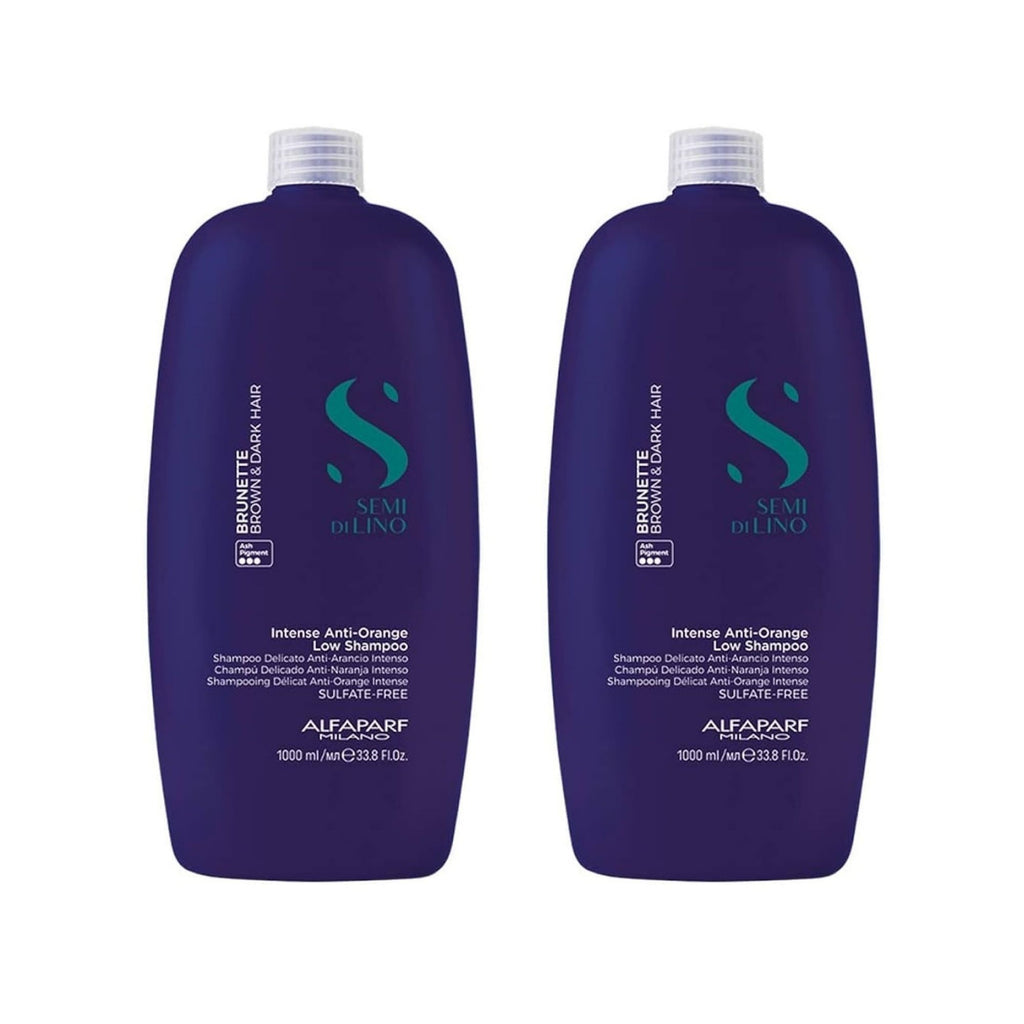 Alfaparf Milano 1000ml Semi di Lino Brunette Anti Orange Low Shampoo x2