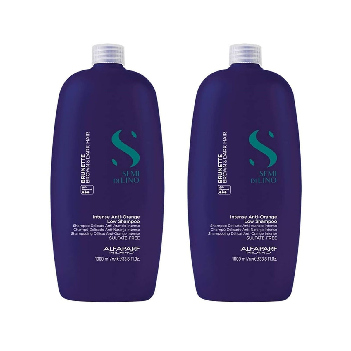 Alfaparf Milano 1000ml Semi di Lino Brunette Anti Orange Low Shampoo x2