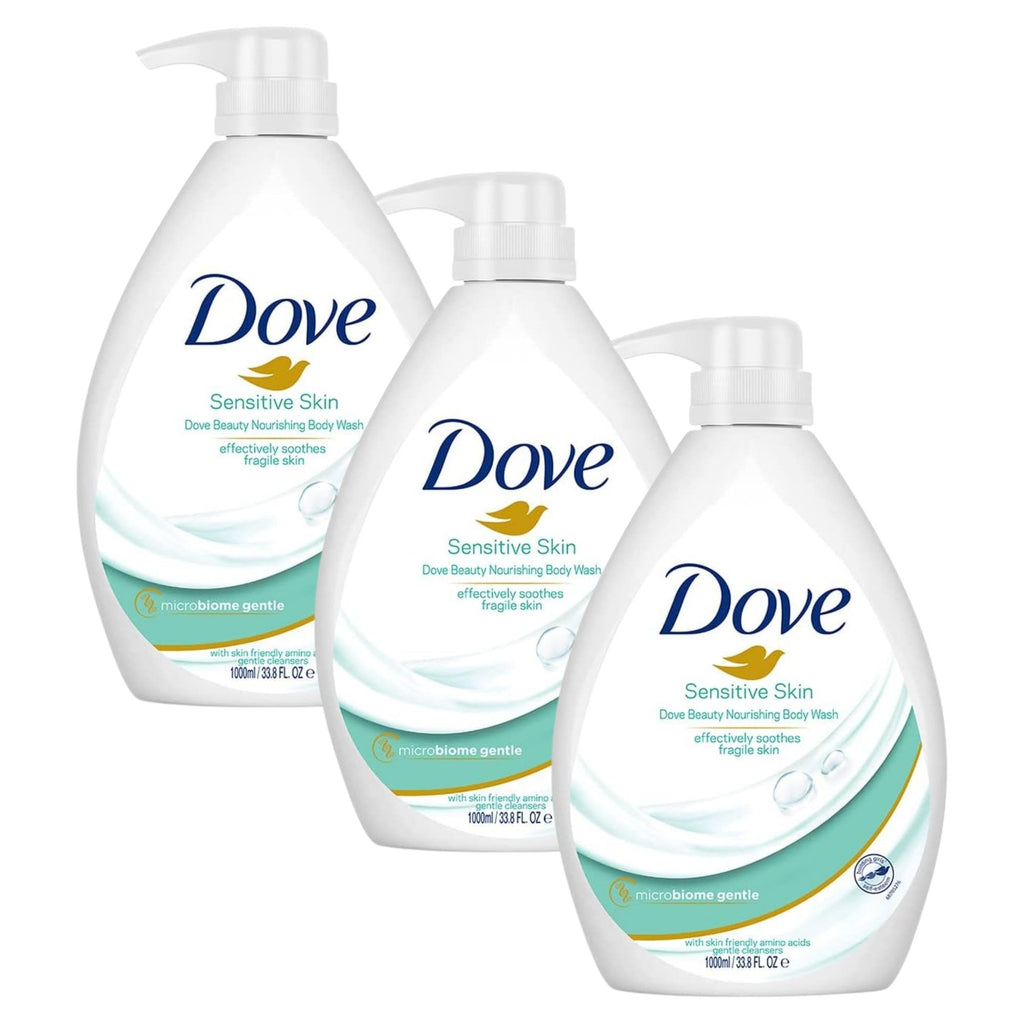 Dove 1L Sensitive Skin Moisturising Body Wash x3