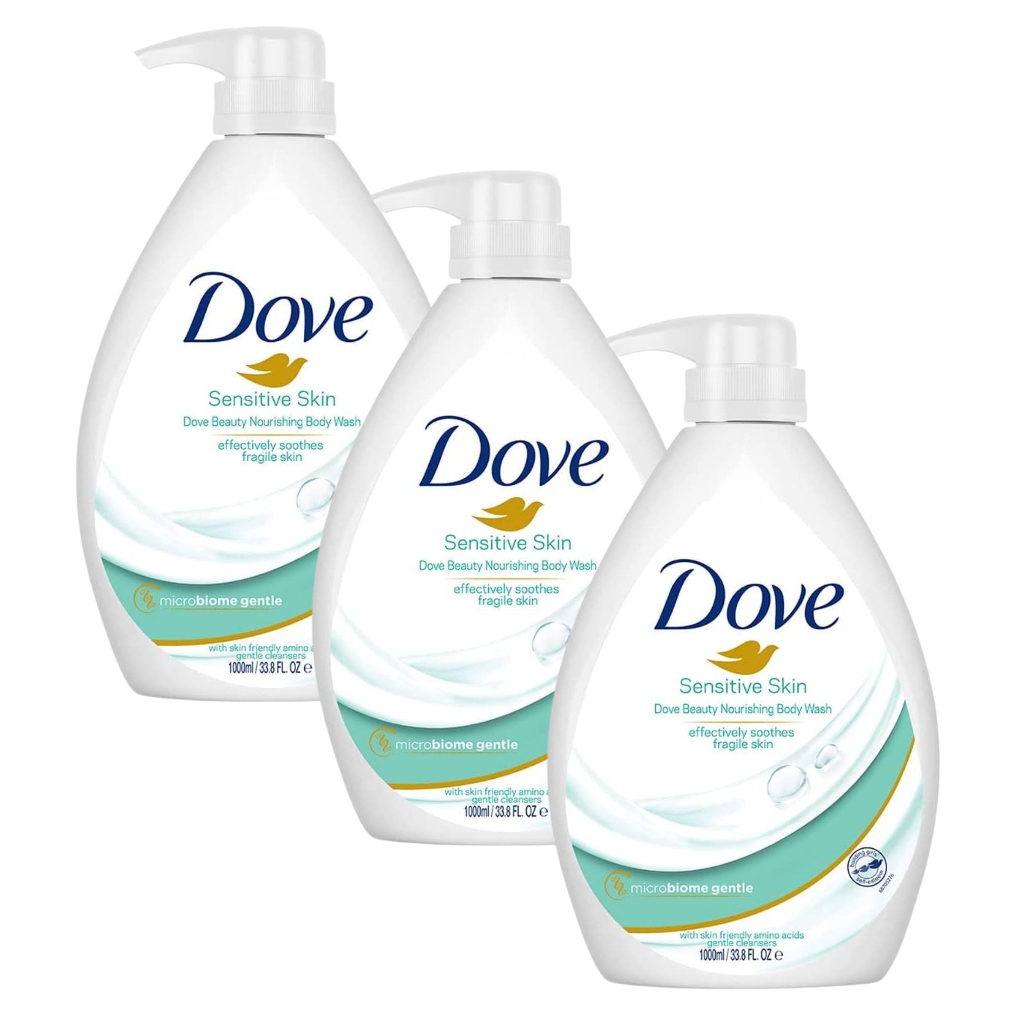 Dove 1L Sensitive Skin Moisturising Body Wash x3