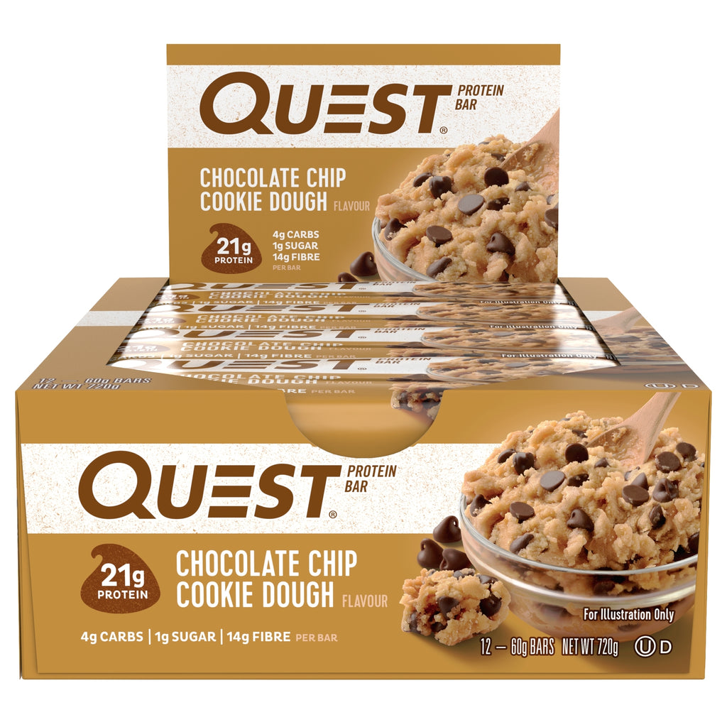 Quest Chocolate Chip Cookie Dough Protein Bars 12x60g