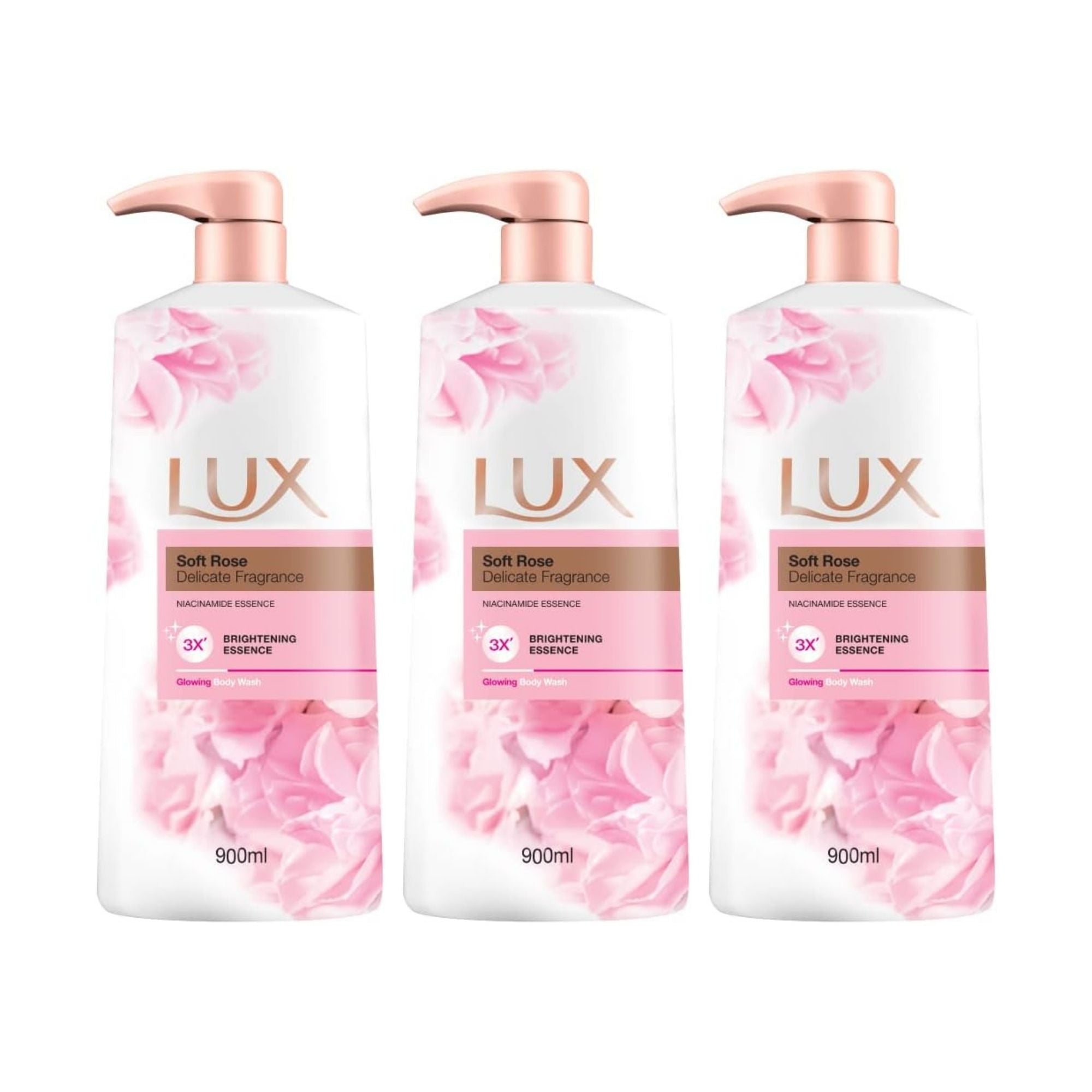 LUX 900mL Rosy Glow Body Wash x3