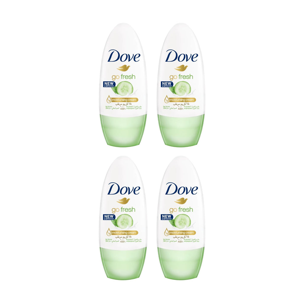 Dove 40ml Go Fresh Cucumber & Green Tea  Roll On Deodorant x4