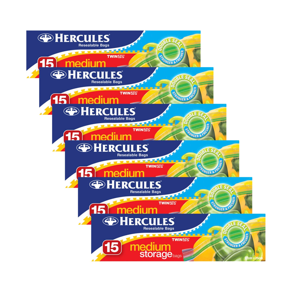 Hercules Medium Storage Bags 15pk x6