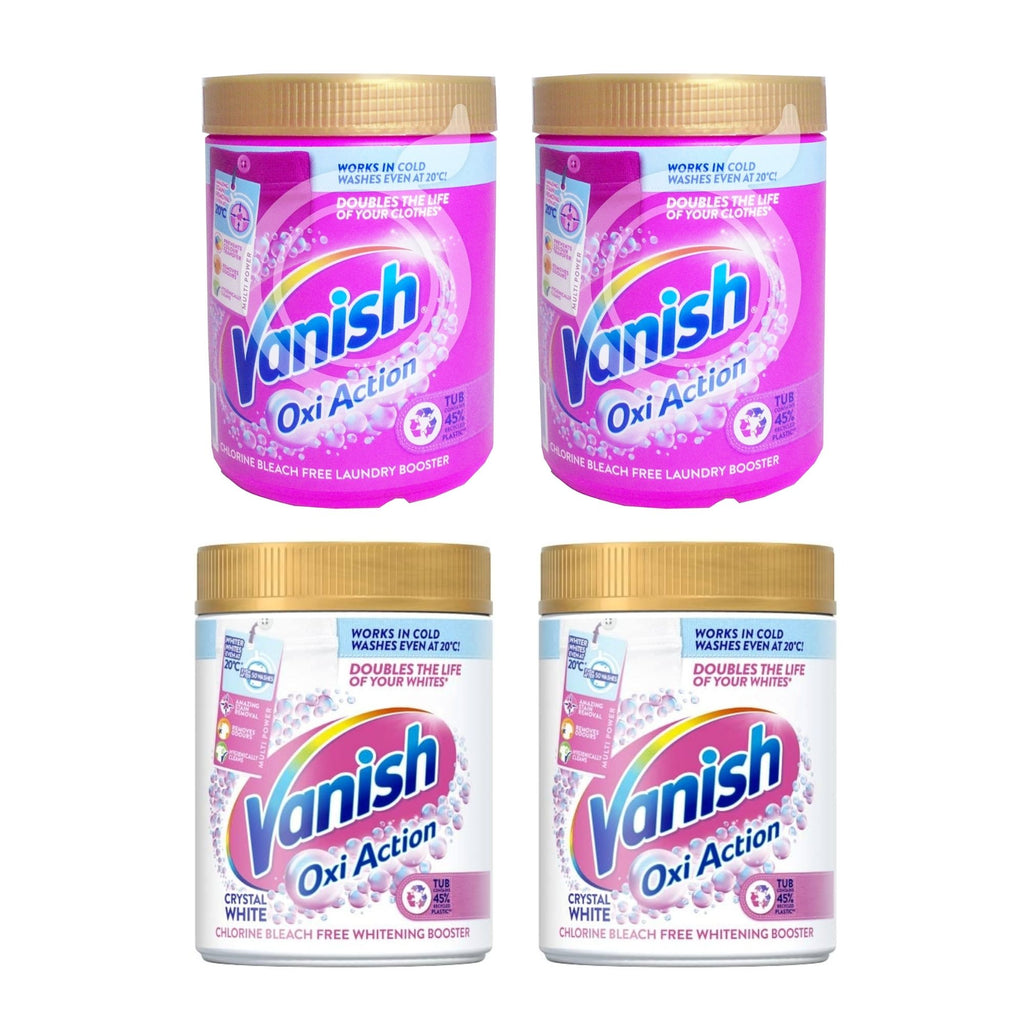 Vanish 1kg Gold Oxi Action Laundry Booster Colour & Crystal White 4pk