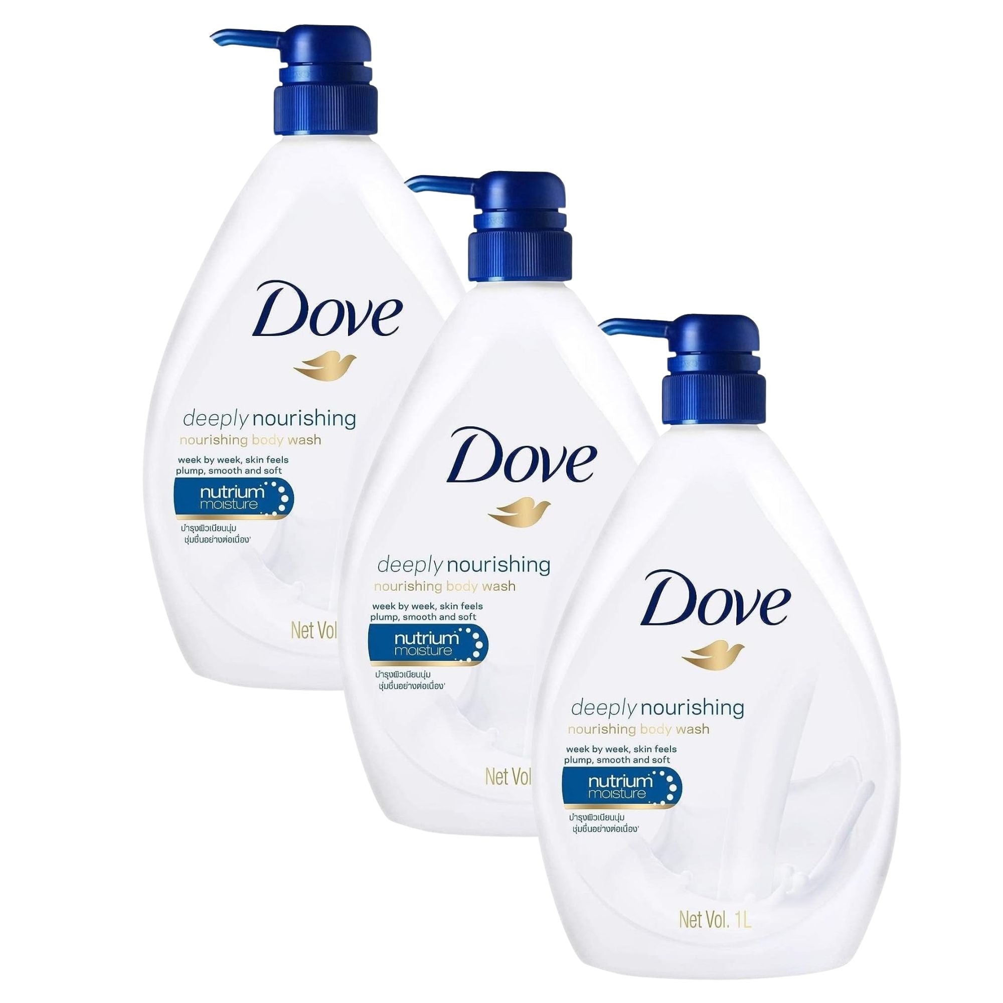 Dove 1L Deeply Nourishing Moisturising Body Wash x3