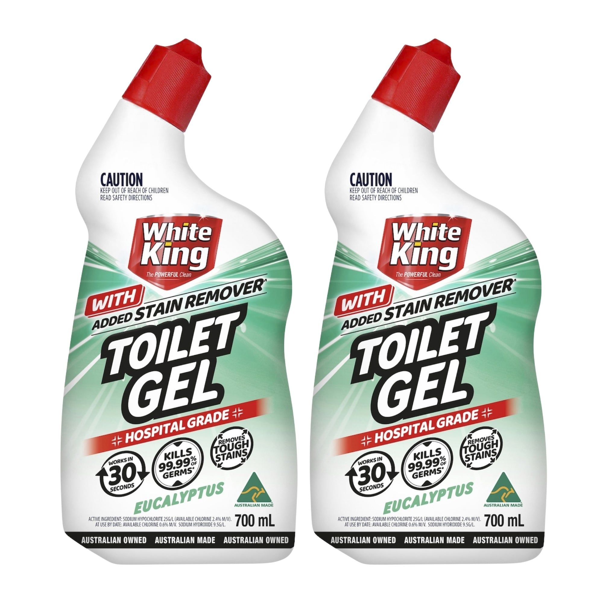 White King Toilet Gel Eucalyptus 700mL x2