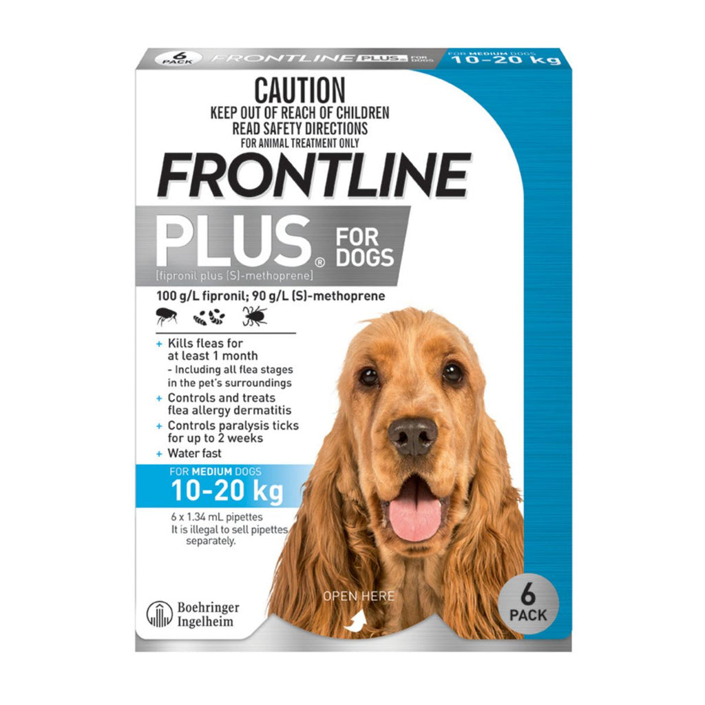 Frontline Plus Dog 10-20kg Blue Medium 6pk