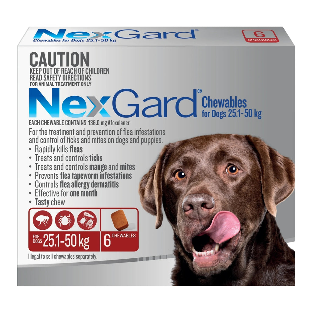 Nexgard XLarge Dogs 25.1 - 50kg Red 6pk