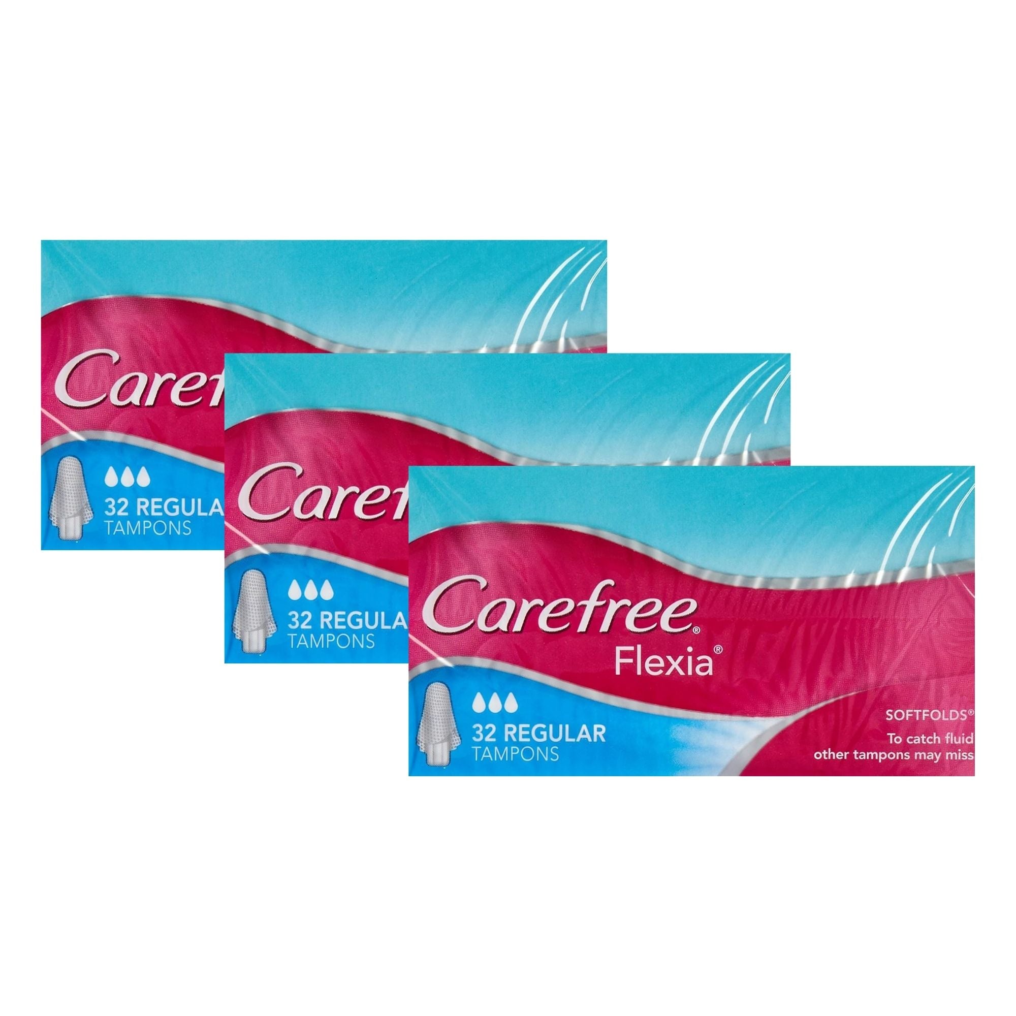 Carefree Soft Folds Regular Tampons 32pk x3