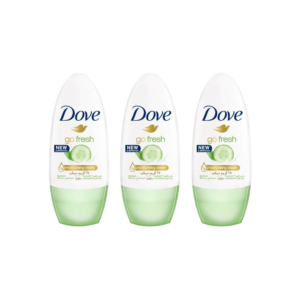 Dove 40ml Go Fresh Cucumber & Green Tea  Roll On Deodorant x3